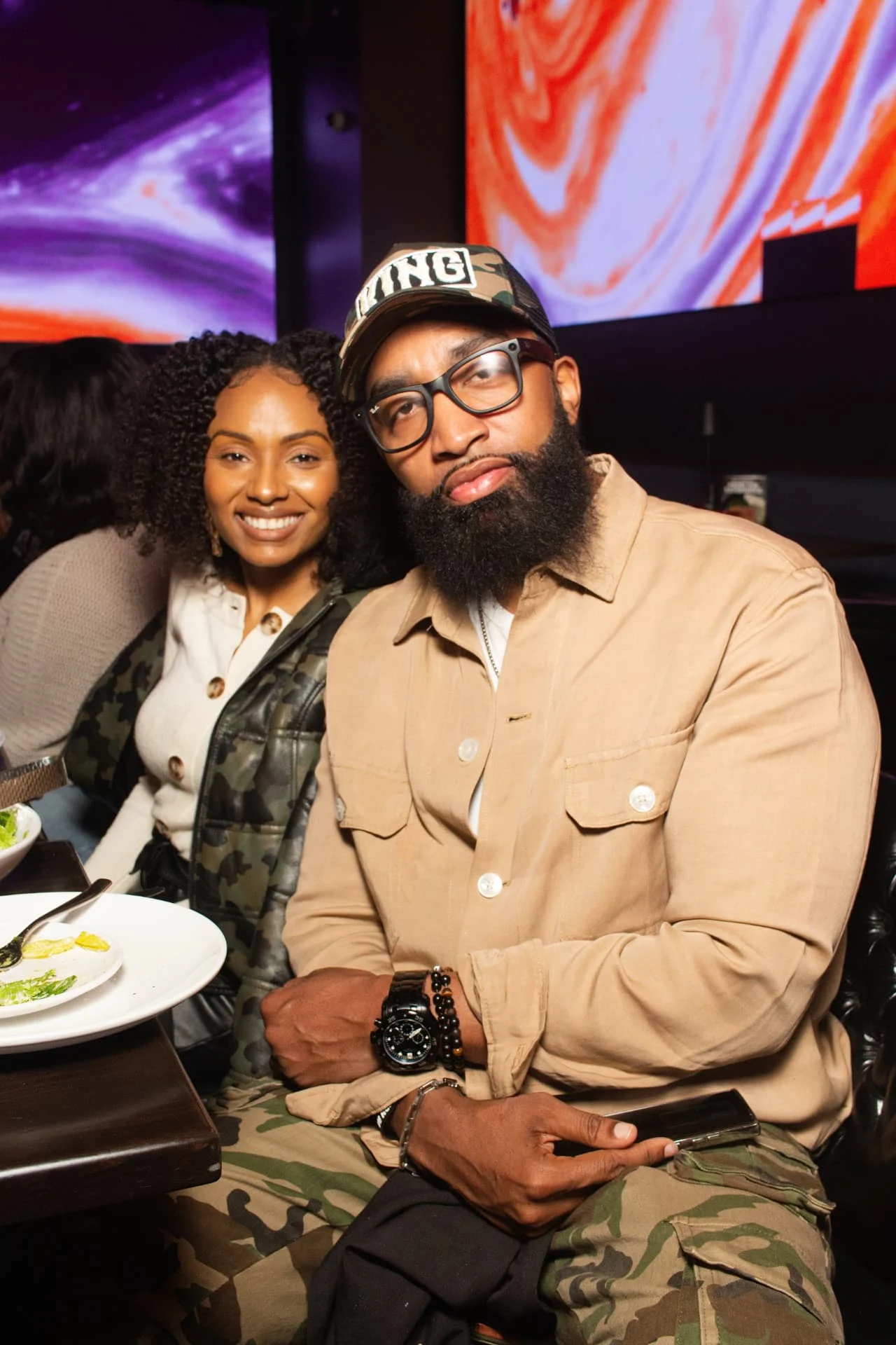 Couple dining together at a restaurant table